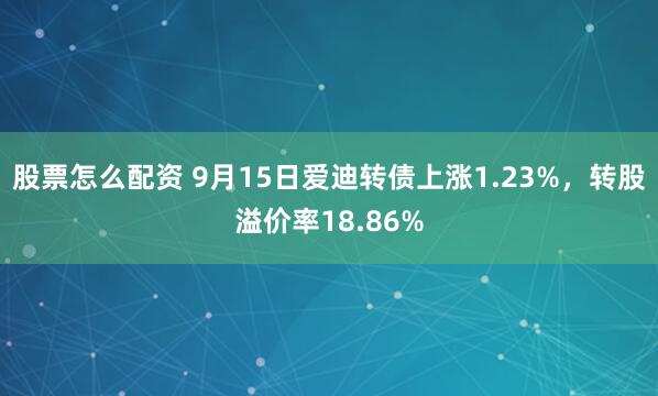 股票怎么配资 9月15日爱迪转债上涨1.23%，转股溢价率18.86%