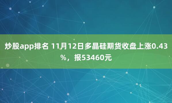 炒股app排名 11月12日多晶硅期货收盘上涨0.43%，报53460元