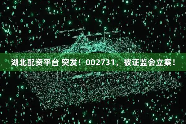 湖北配资平台 突发！002731，被证监会立案！